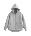 MAXIBAZARE.COM - HH autumn women's gray jacket with hood long sleeves large pocket zipper jacket