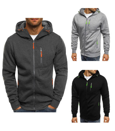 Sweats à capuche à manches longues pour hommes, sweat-shirt à fermeture éclair, vêtements sport