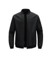 MAXIBAZARE.COM - Chaqueta corta holgada con cuello de béisbol para hombres, color liso, abrigo ligero informal de negocios.