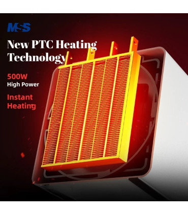 [Black EU] Chauffage électrique portatif de bureau à domicile MSS-souffleur d\'air chaud intelli