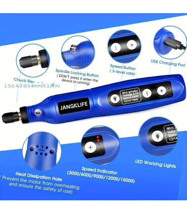 accessoires, gravure bois, stylo gravure, rechargeable, JANGKLIFE, verre