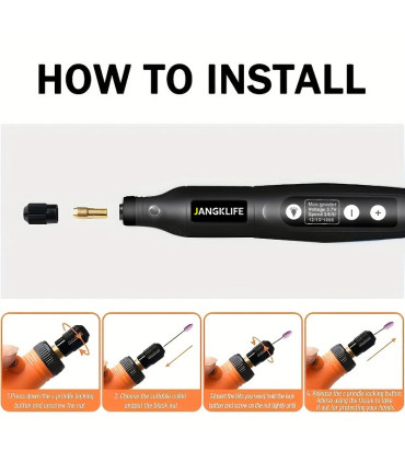 perceuse, JANGKLIFE, verre, métal, bricolage, outils rotatifs, gravure, USB