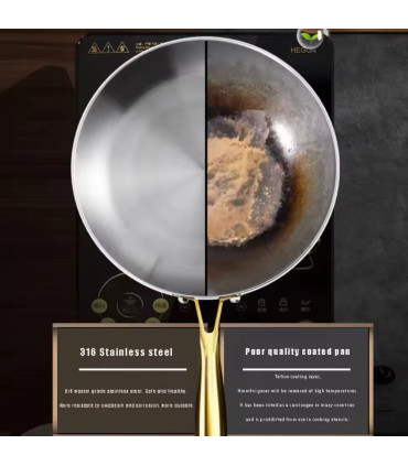 résistante, sans revêtement, cuisson uniforme, antiadhésive, acier inoxydable