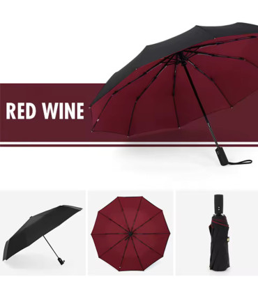 [Red] Parapluie à double couche entièrement automatique, coupe-vent