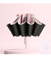 MAXIBAZARE.COM - [rosa] Paraguas plegable invertido totalmente automático para hombres y mujeres, con banda reflectante.