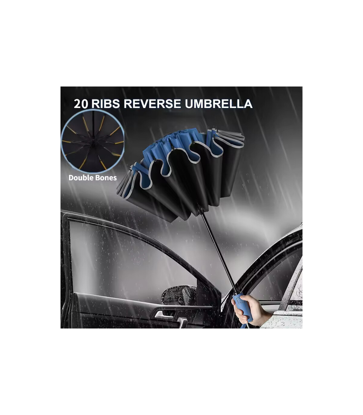 bande réfléchissante, automatique, inversé, UV, léger, coupe-vent, parapluie