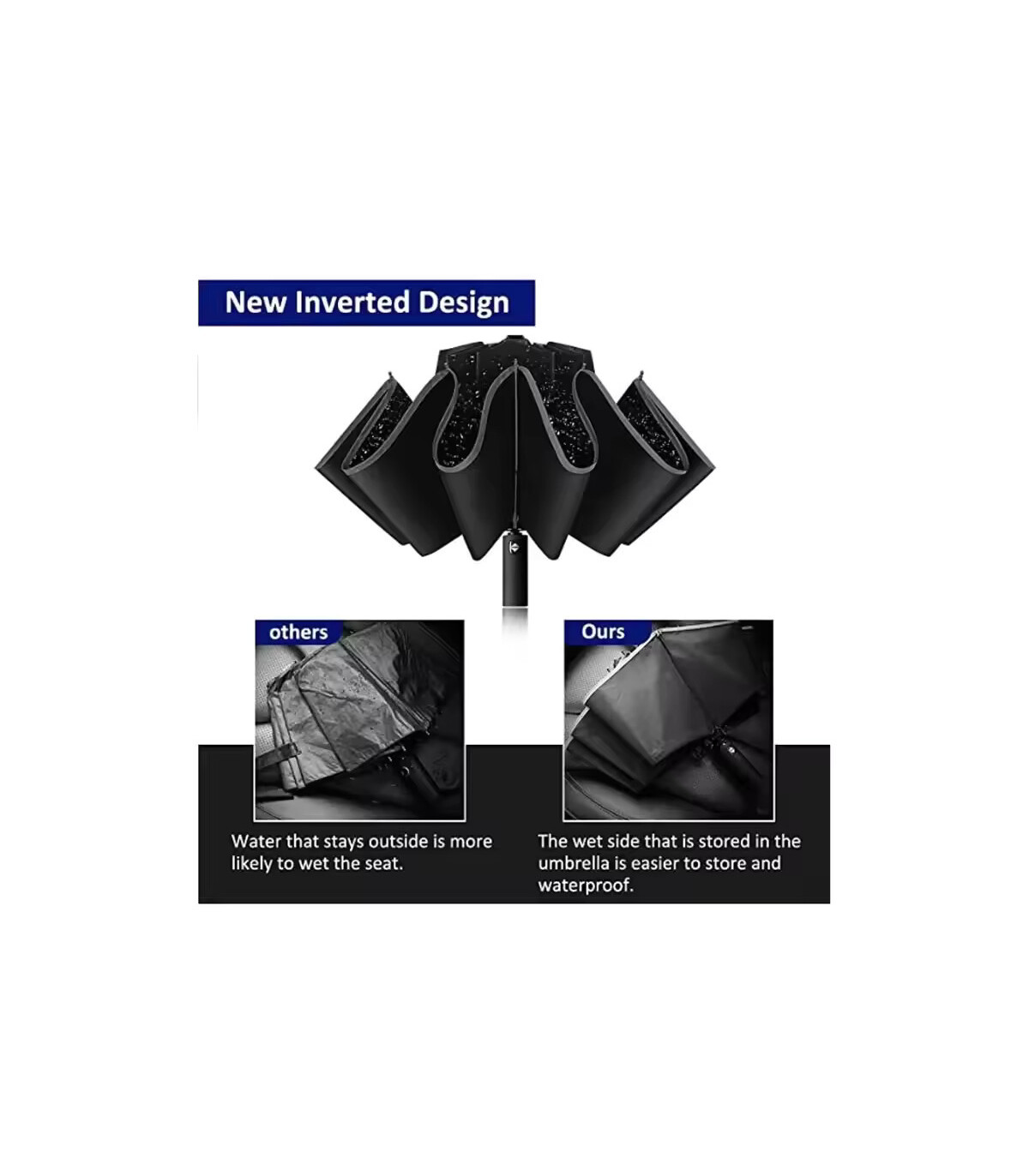 bande réfléchissante, automatique, inversé, UV, léger, coupe-vent, parapluie