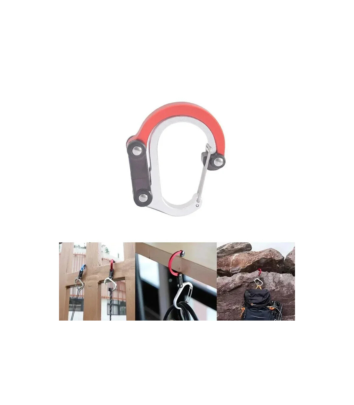 alpinisme, mousqueton, polyvalent, aluminium, escalade, pêche, camping