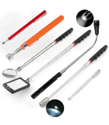 papa, ramassage, miroir, télescopique, inspection, magnétique, bricolage, led
