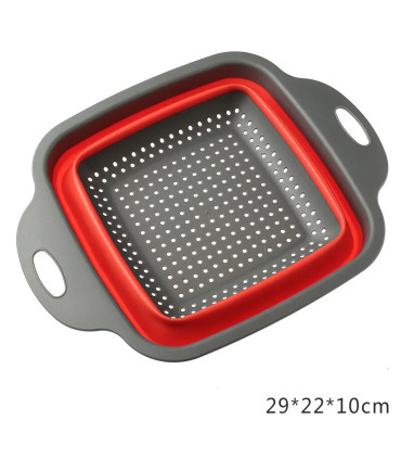 [Large Red] Mir de lavage de légumes pliable, filtre à fruits, passoire portable, nettoyeur de 