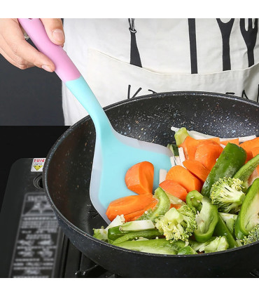 [1PC green] Spatule à jade en silicone multicolore, poêle antiadhésive, spatule à frire résista