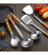 outil cuisine, manche bois, ustensile, design élégant, acier inoxydable