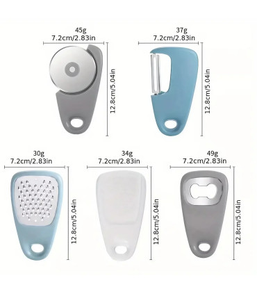 ouvre-bouteille, broyeur, coupe-pizza, ensemble 5 en 1, ustensiles cuisine