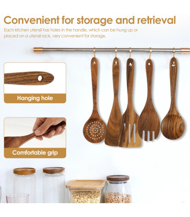 spatule en bois, outils culinaires, cuisine élégante, ensemble pratique, teck