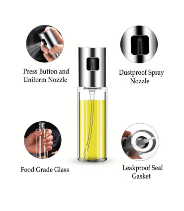 [Gold] Pulvérisateur d\'huile d\'olive, bouteille en verre de qualité alimentaire avec tête de pu