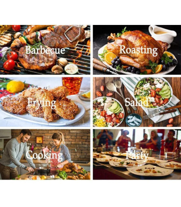 verre alimentaire, gril, friteuse à air, huile d'olive, salade, acier