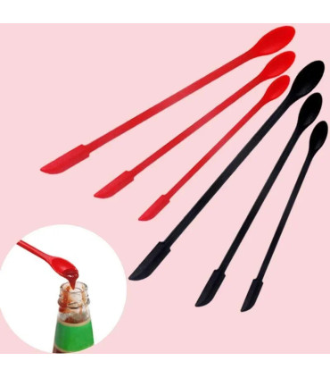 [Black] Spatule en Silicone résistante à la chaleur, manche Long, grattoir à double extrémité e
