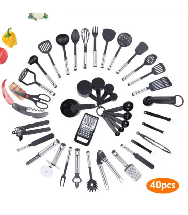 ergonomique, [Black], acier inoxydable, performance, durable, cuisson