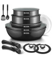 MAXIBAZARE.COM - [Black 13-Piece France] Batterie de cuisine induction céramique saine, antiadhésive, 13 pièces