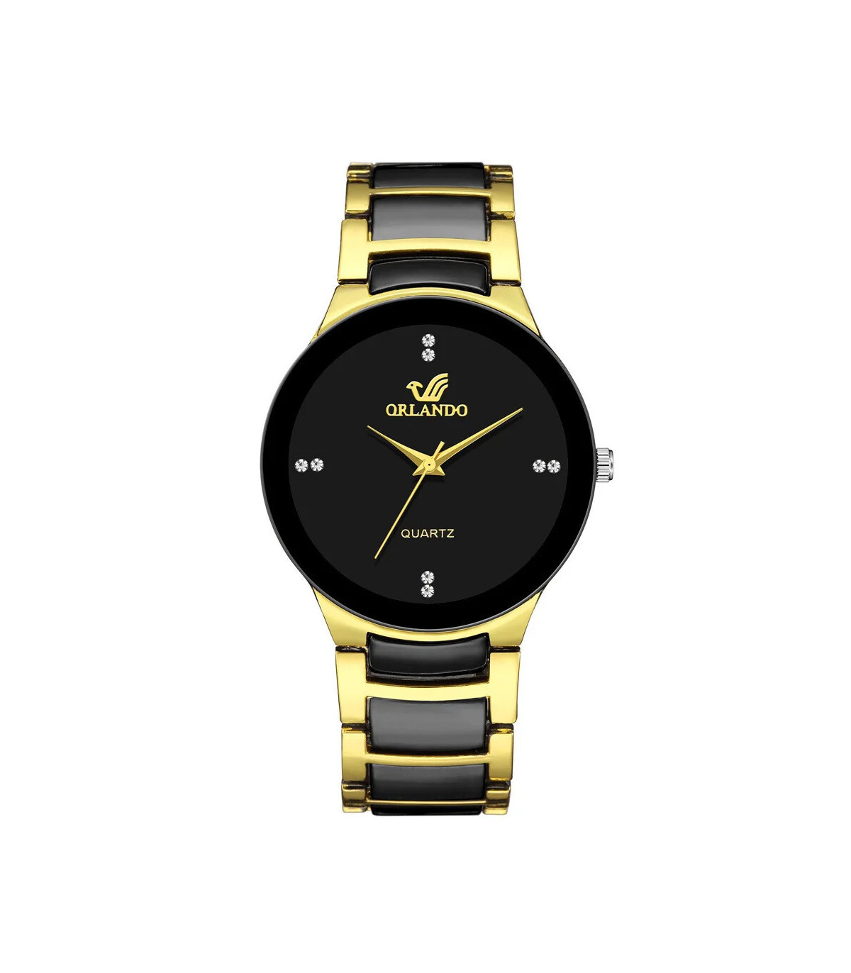 [HS] Montre d\'affaires à quartz en acier pour hommes, cadran noir, offre spéciale