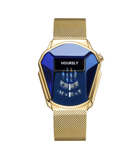 [Bleu] Montre à quartz étanche pour homme, personnalité de moto, nouvelle tendance