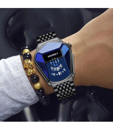 style moto, fermoir caché, quartz, montre homme, étanche, accessoire mode