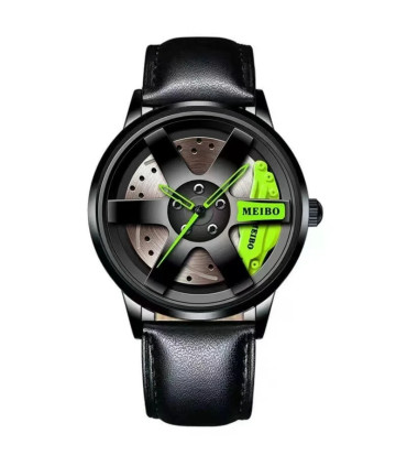 [Green P] Mode hommes voiture roue montres de luxe en acier inoxydable montre étanche pour homm