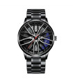 MAXIBAZARE.COM - [Black D] Montre-bracelet homme Quartz étanche, design jante voiture sport, acier inoxydable