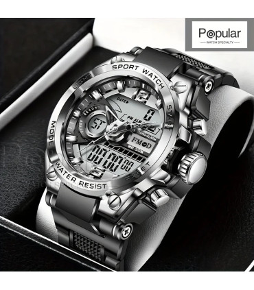 montre, quartz, robuste, militaire, numérique, sport, élégance, hommes, led