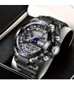 MAXIBAZARE.COM - [Bleu] Montre-bracelet militaire en acier pour hommes, horloge à Quartz LED, style robuste et moderne