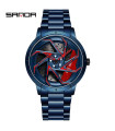 MAXIBAZARE.COM - [Steel Blue Red] SANDA-Waterproof stainless steel sports watch for men, car rim