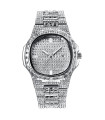 MAXIBAZARE.COM - [Argent Oui] Montre de Luxe Vintage Homme: Élégance Diamantée, Bracelet Alliage Doré, Date Quartz