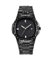 MAXIBAZARE.COM - [Oui Noir] Reloj de lujo vintage para hombre, pulsera de aleación, diamante, dorado, fecha, cuarzo
