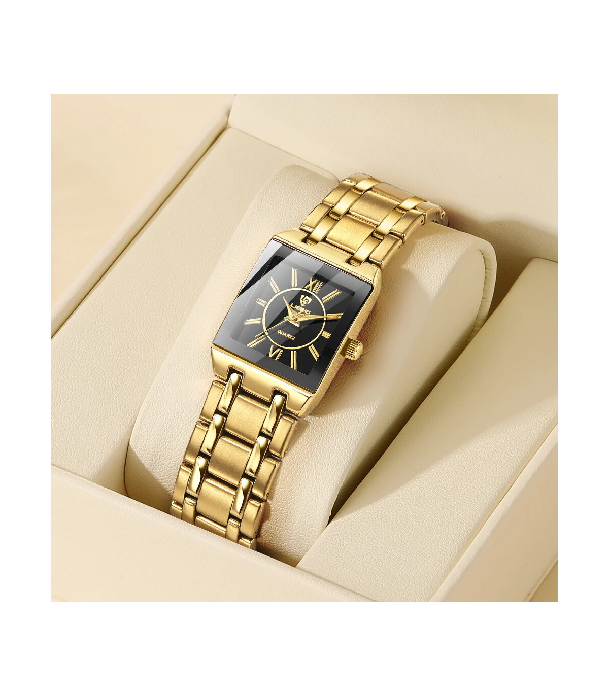 [Men Black], LIEBIG, luxe, montre, quartz, étanche, design, acier inoxydable