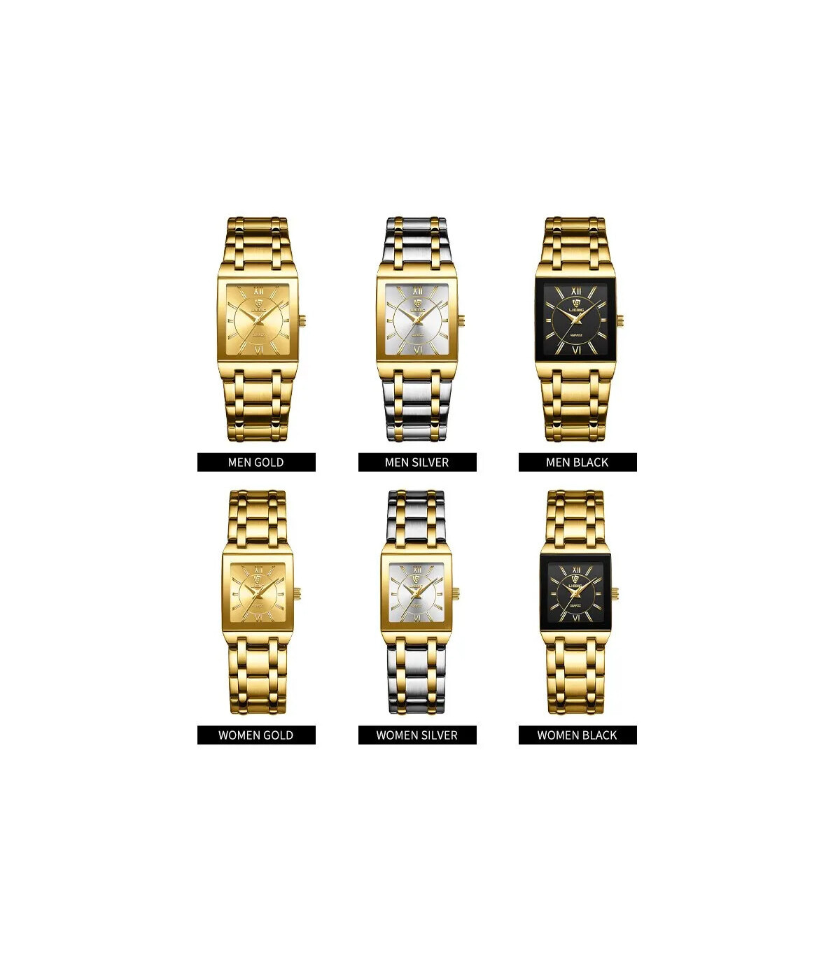 [Men Black], LIEBIG, luxe, montre, quartz, étanche, design, acier inoxydable