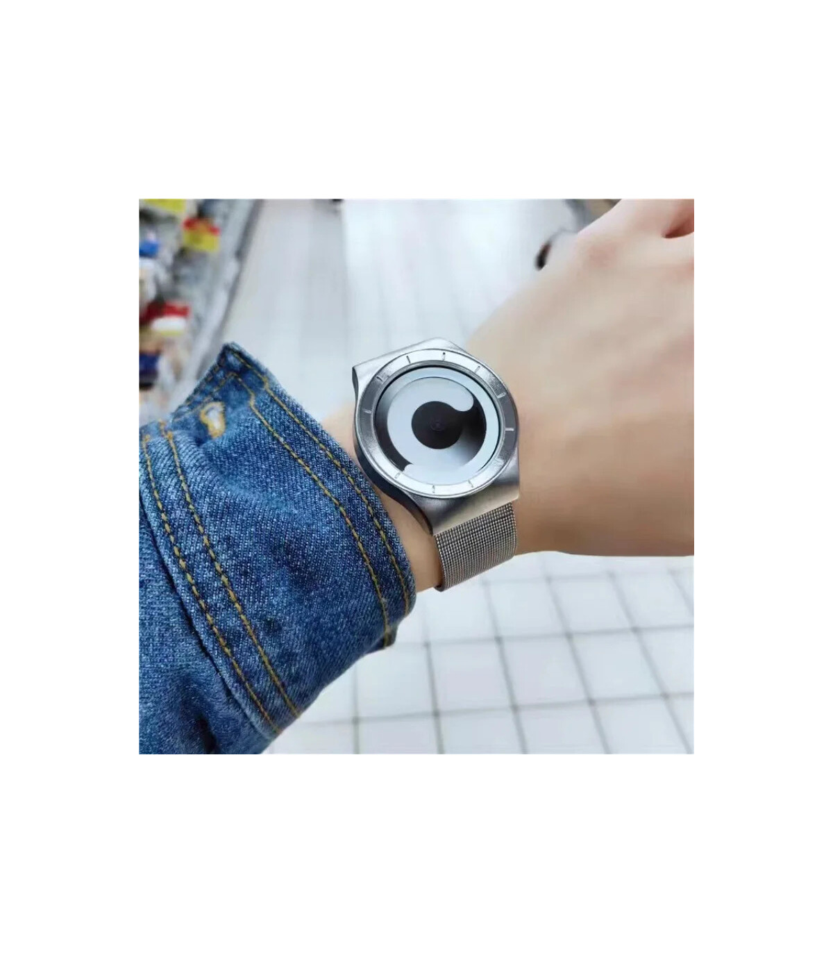 [Black blue] Montre à quartz Vortex Pointless pour homme, style créatif, couple apprenant et vi