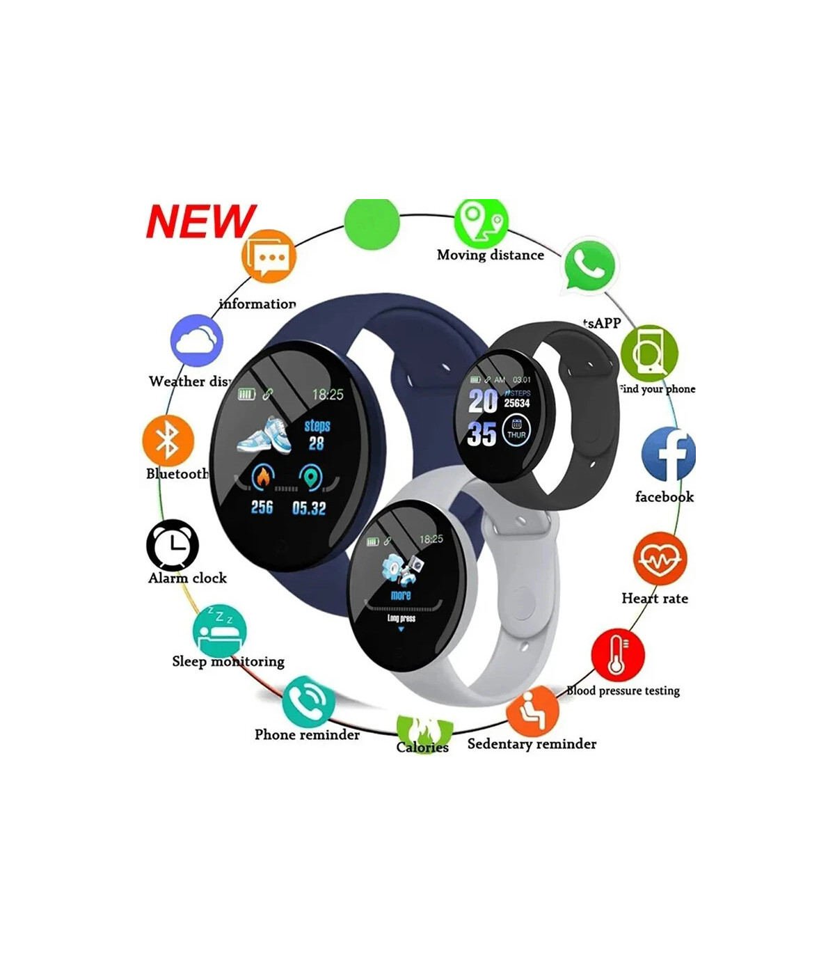 [With Original Box Gray] 2025 nouveau D18 multifonctionnel montre intelligente femmes Bluetooth
