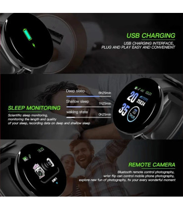 [With Original Box Gray] 2025 nouveau D18 multifonctionnel montre intelligente femmes Bluetooth