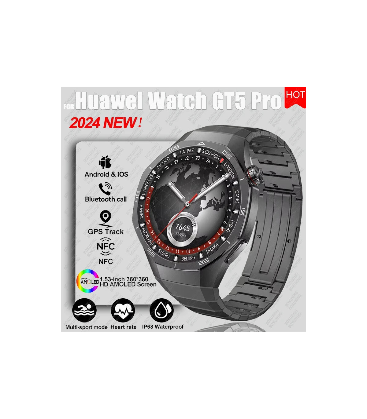 [GPS NFC Watch GT5Pro Black mesh belt] Nouveau pour Huawei montre GT5 Pro montre intelligente H