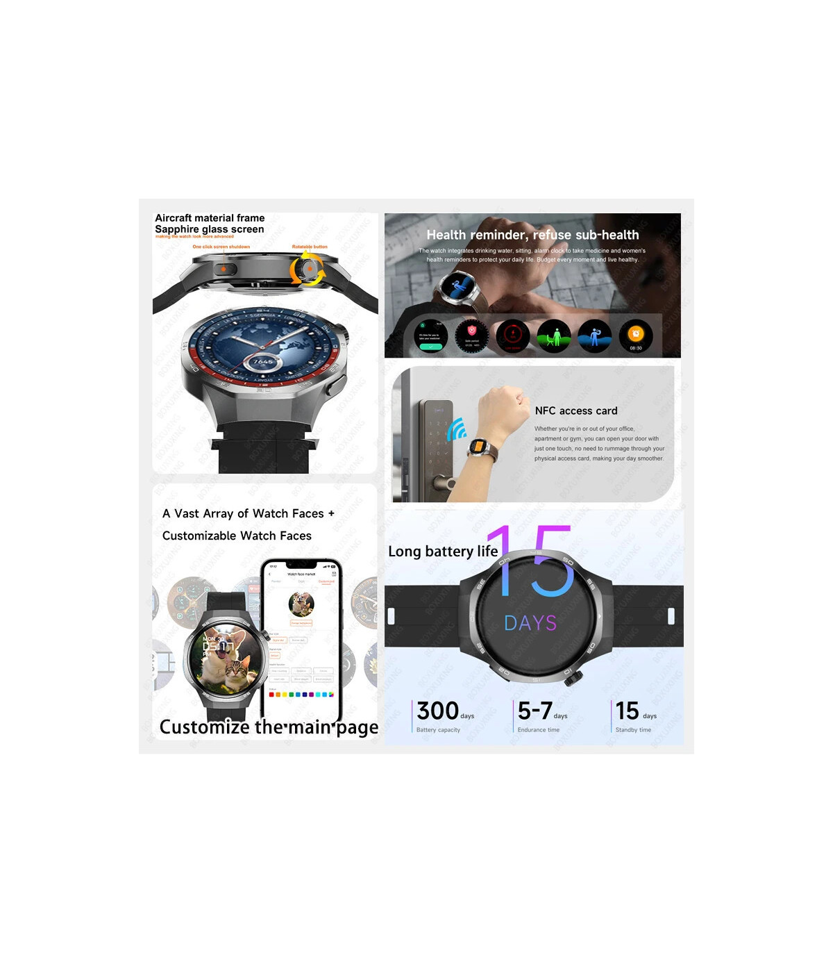 [GPS NFC Watch GT5Pro Black mesh belt] Nouveau pour Huawei montre GT5 Pro montre intelligente H